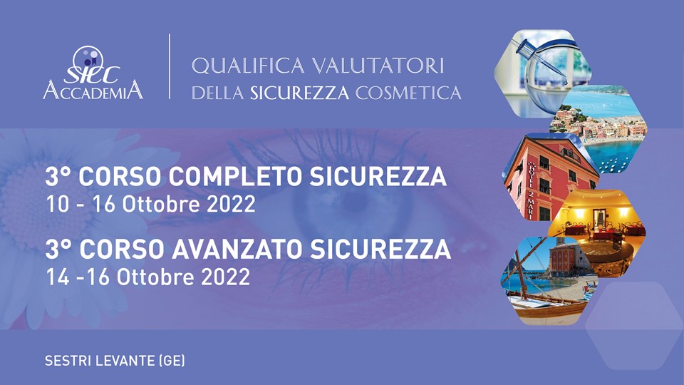 3° Corso Completo Valutatori della SICUREZZA Cosmetica